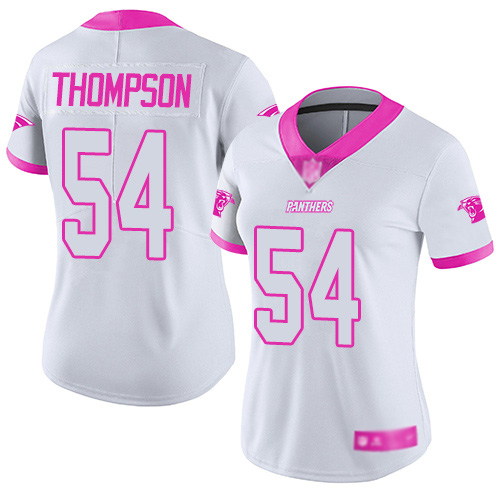 Carolina Panthers Limited White Pink Women Shaq Thompson Jersey NFL Football #54 Rush Fashion->carolina panthers->NFL Jersey